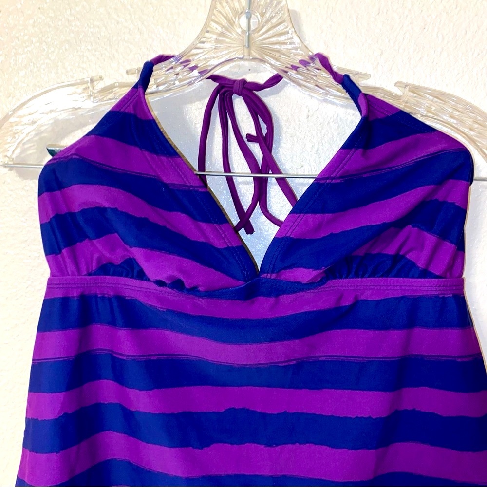 Swim Top - Converse purple and blue striped bathing top - Medium - Picture 2 of 7